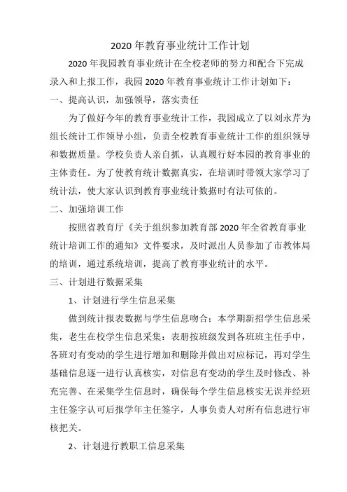 2020年教育事业统计工作计划
