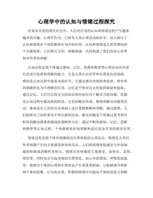 心理学中的认知与情绪过程探究