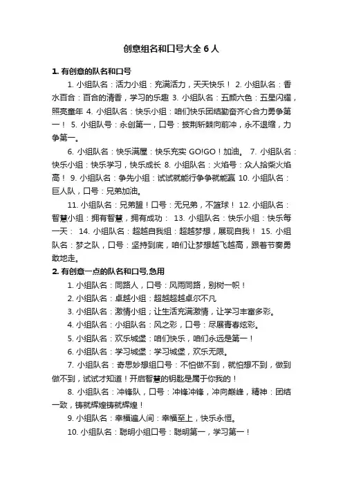 创意组名和口号大全6人