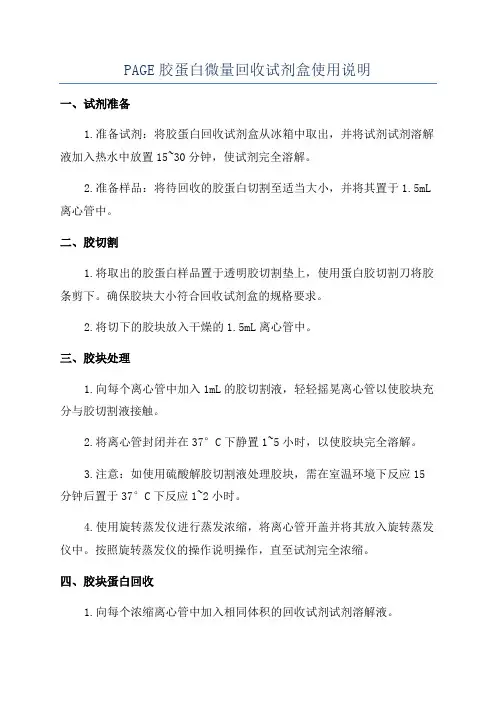 PAGE胶蛋白微量回收试剂盒使用说明