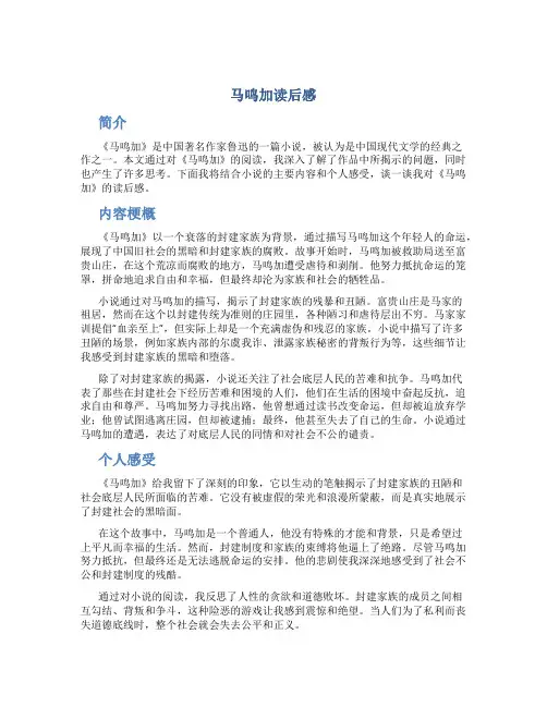 马鸣加读后感