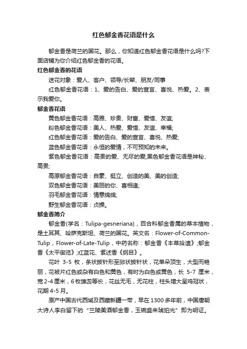 红色郁金香花语是什么