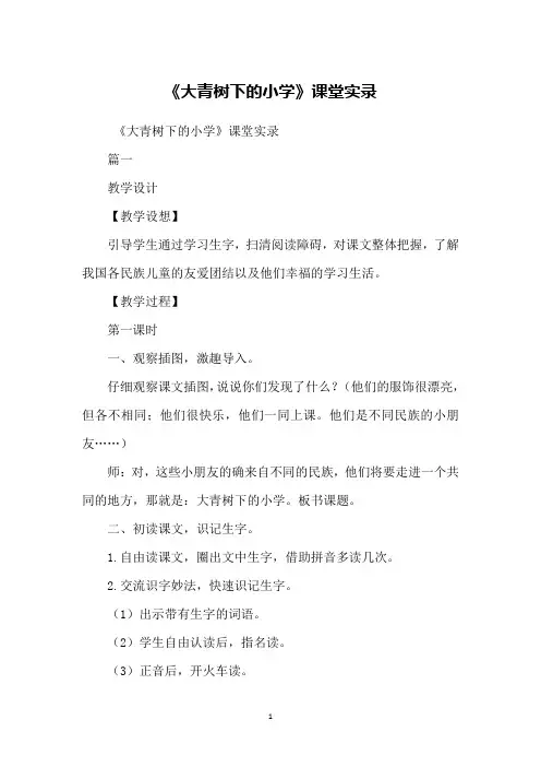 《大青树下的小学》课堂实录