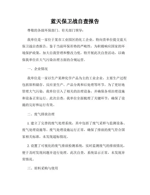 蓝天保卫战自查报告