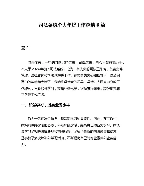 司法系统个人年终工作总结6篇