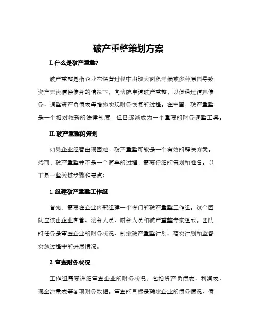 破产重整策划方案