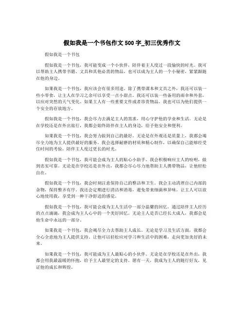 假如我是一个书包作文500字_初三优秀作文