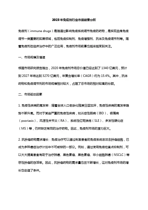2023年免疫剂行业市场前景分析