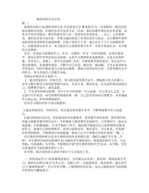 教师拜师学艺计划