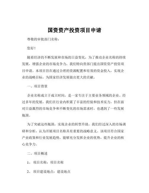 国资资产投资项目申请