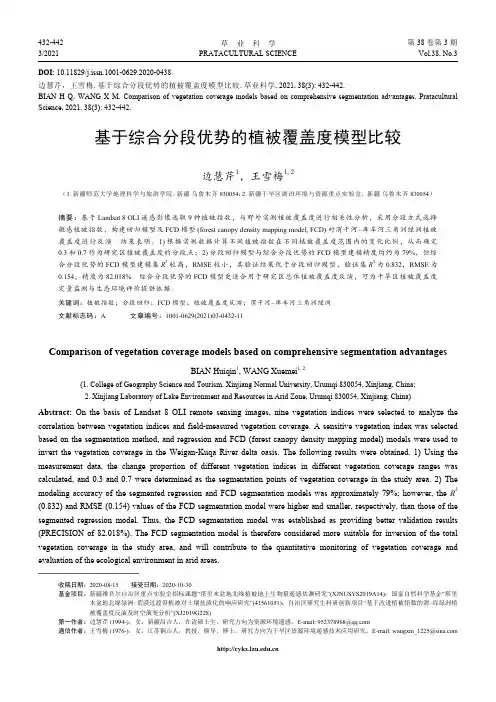 基于综合分段优势的植被覆盖度模型比较