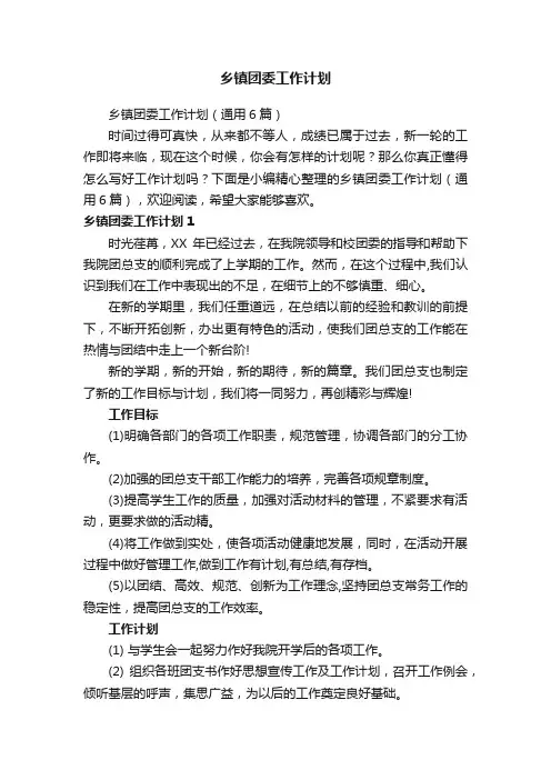 乡镇团委工作计划