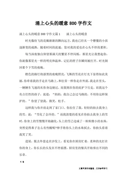 涌上心头的暖意800字作文_高中作文
