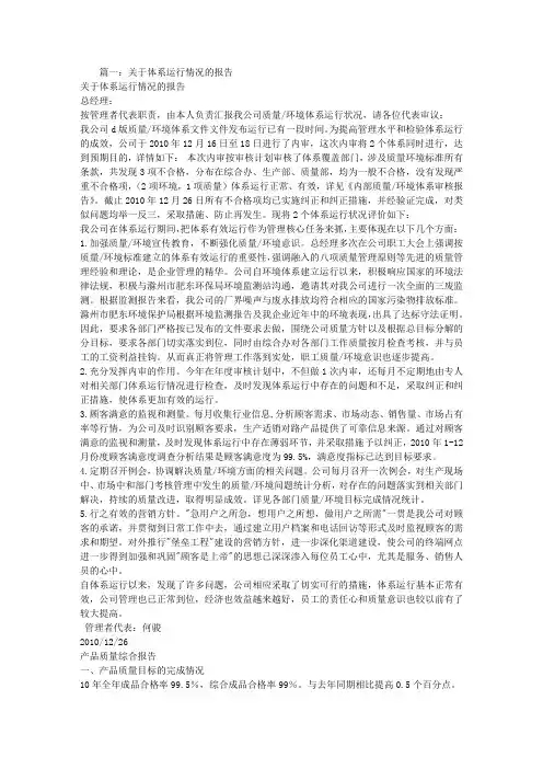 体系运行基本情况报告