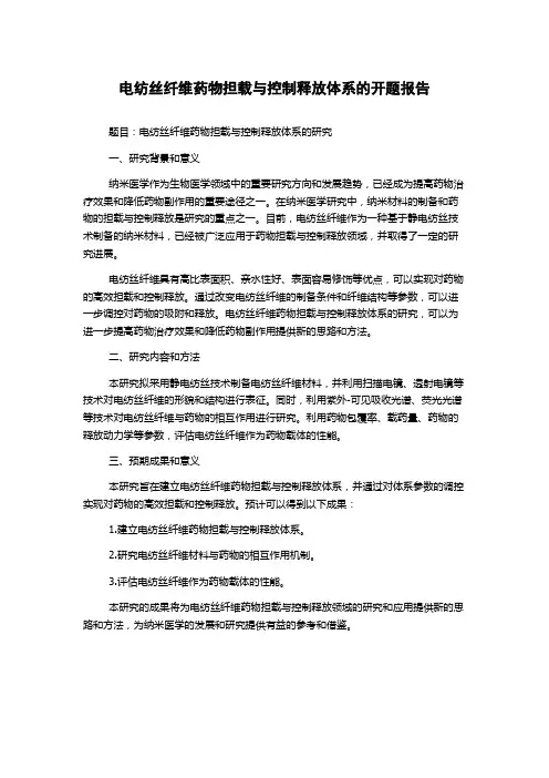 电纺丝纤维药物担载与控制释放体系的开题报告