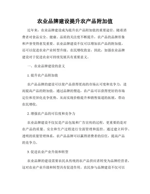 农业品牌建设提升农产品附加值