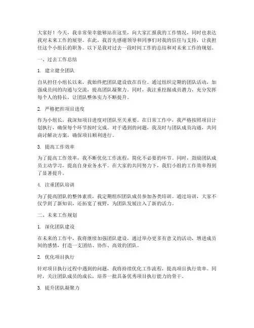 小组长供职发言稿范文