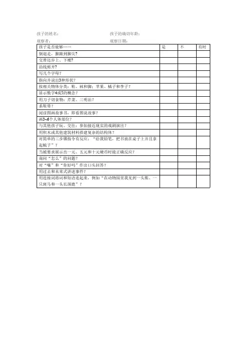 幼儿园---5岁幼儿发展检核表