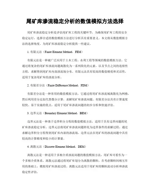 尾矿库渗流稳定分析的数值模拟方法选择