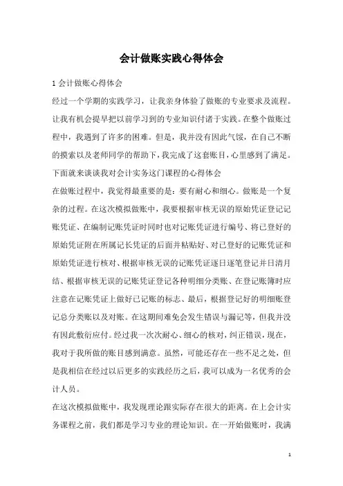 会计做账实践心得体会