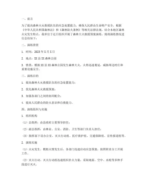 森林大火救援预案演练总结
