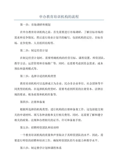 申办教育培训机构的流程