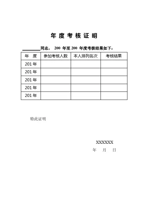 年 度 考 核 证 明
