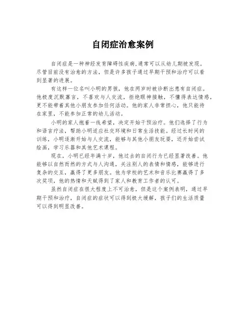 自闭症治愈案例