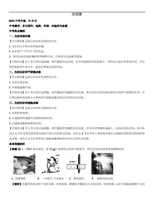 中考物理复习光现象突破考点及试题