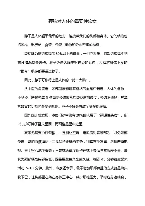 颈脑对人体的重要性软文