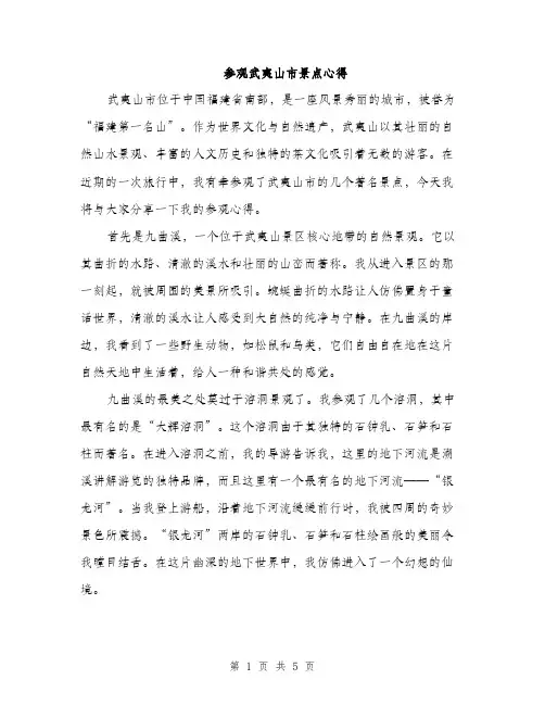 参观武夷山市景点心得（2篇）