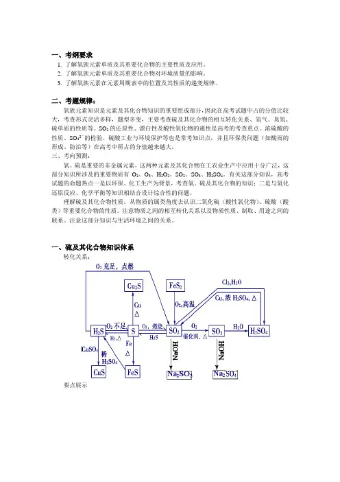 高考第一轮复习——硫的氧化物、硫酸及氧族元素