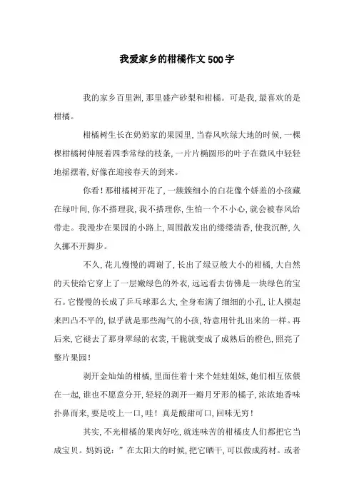 我爱家乡的柑橘作文500字