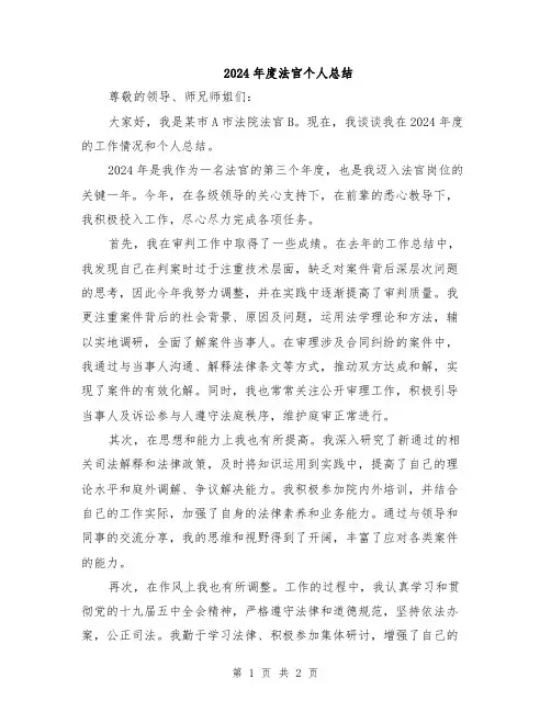 2024年度法官个人总结