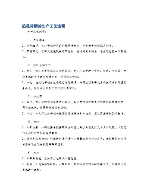 热轧带钢的生产工艺流程
