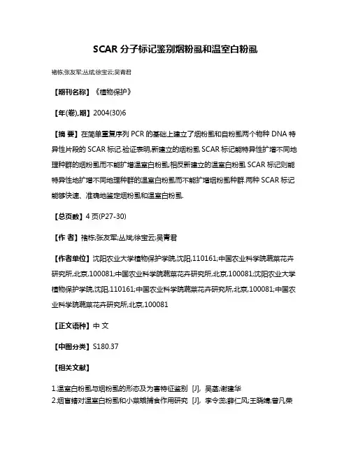 SCAR分子标记鉴别烟粉虱和温室白粉虱