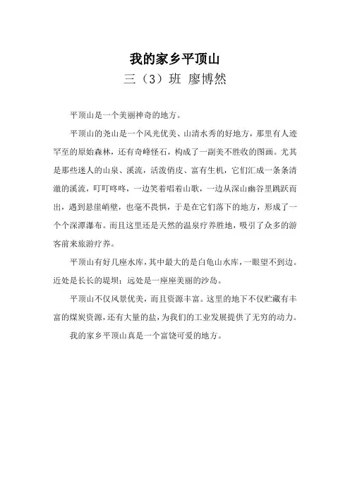 我的家乡平顶山
