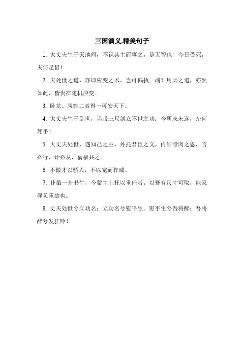 三国演义,精美句子
