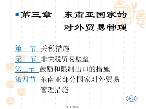 第三章 东南亚国家的 对外贸易管理第一节 关税措施第二节 非关(与“关税”有关的文档共20张)