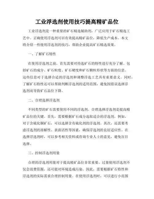 工业浮选剂使用技巧提高精矿品位