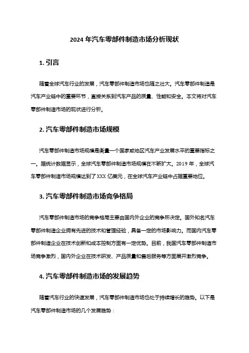 2024年汽车零部件制造市场分析现状