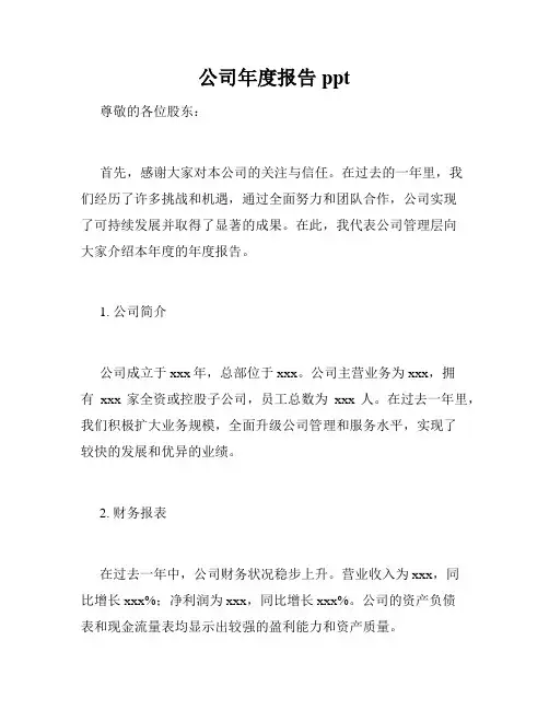 公司年度报告ppt