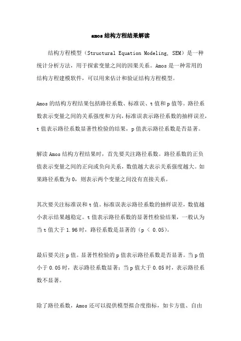 amos结构方程结果解读