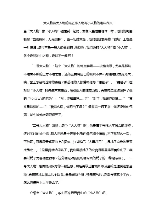 大人物有大人物的光芒小人物有小人物的趣味作文
