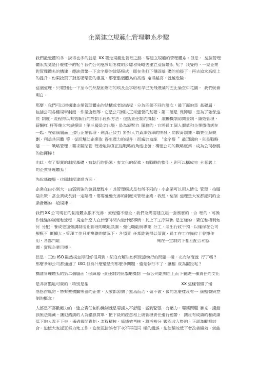 企业建立规范化管理体系步骤