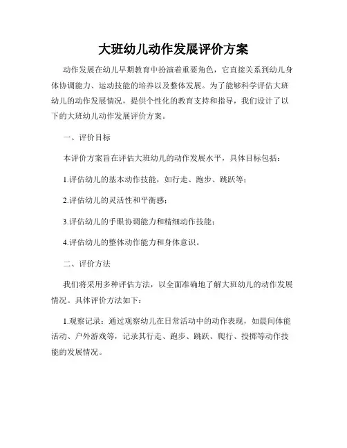 大班幼儿动作发展评价方案