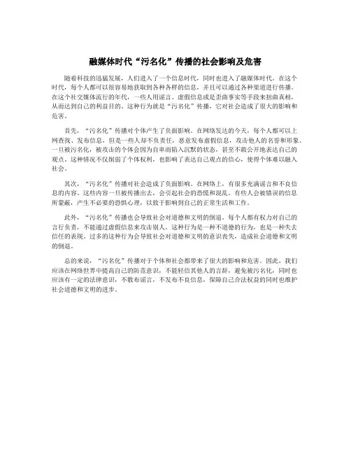 融媒体时代“污名化”传播的社会影响及危害