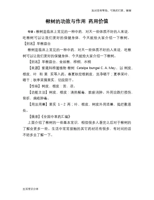 楸树的功效与作用 药用价值