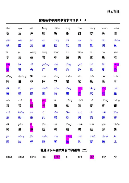 普通话水平测试字词训练