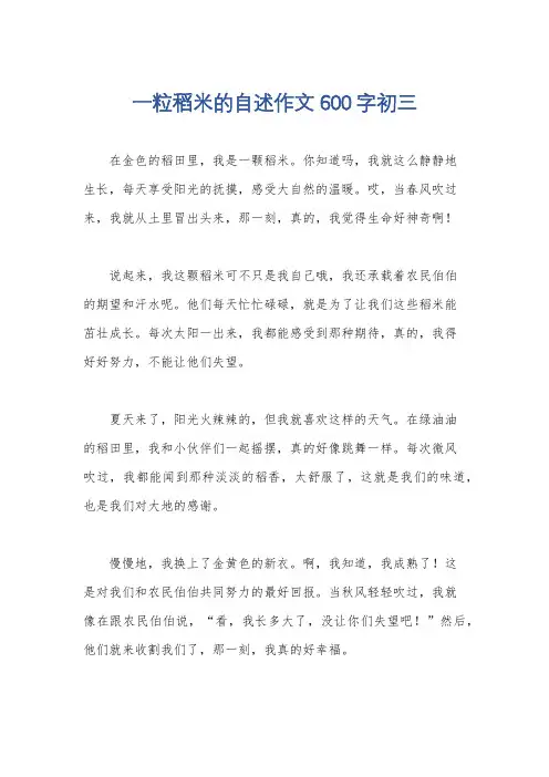 一粒稻米的自述作文600字初三